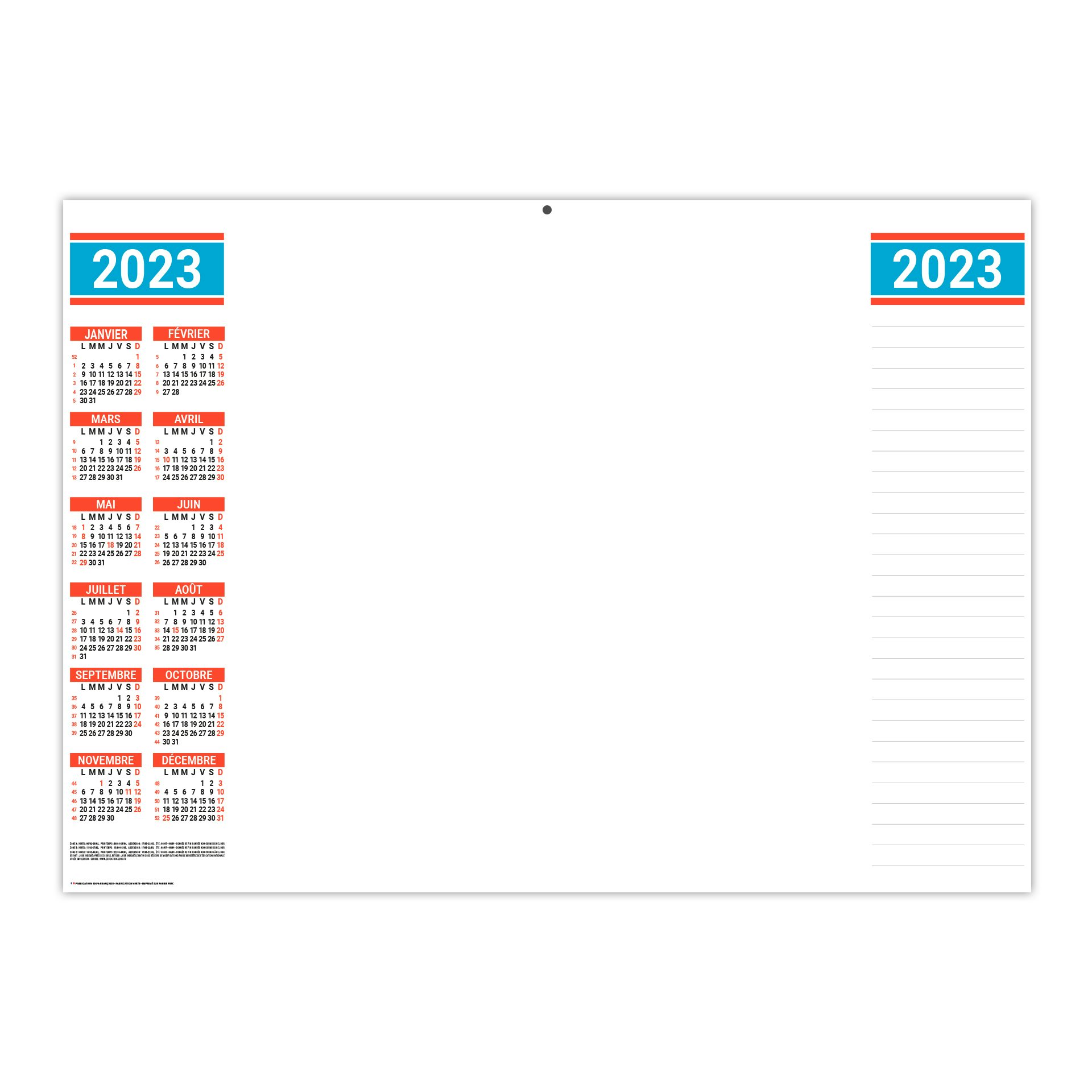 BANCAIRE EFFAÇABLE PLANNING GÉANT 2023