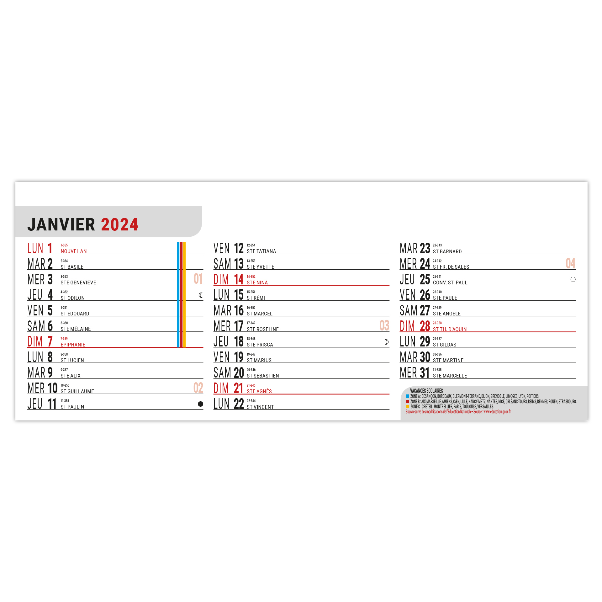 Calendrier 2024 BLOC PH M RIDE B1   Bloc Ephemeride B1 2024 