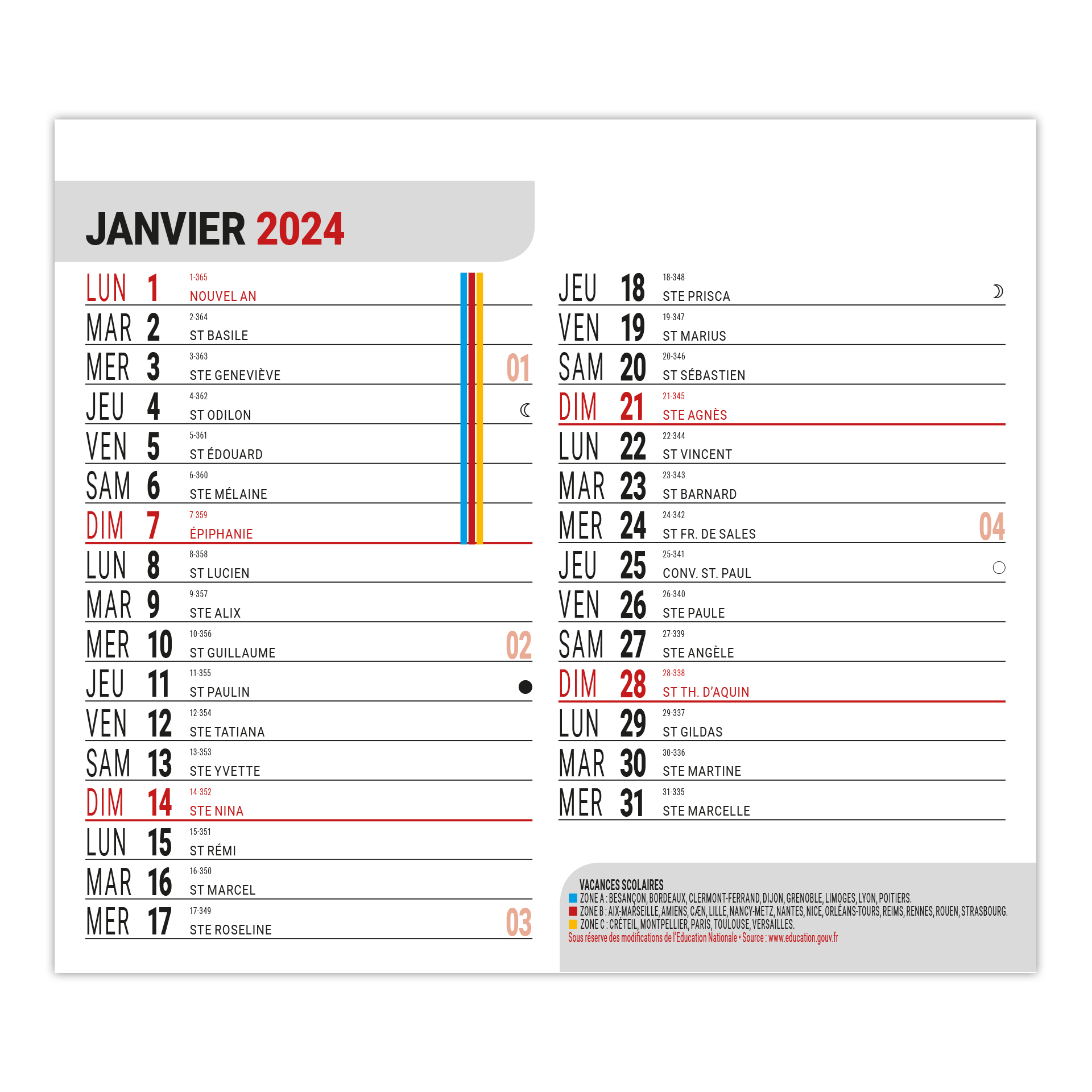 éphémérides Calendrier 2024 - Ilysa Leanora