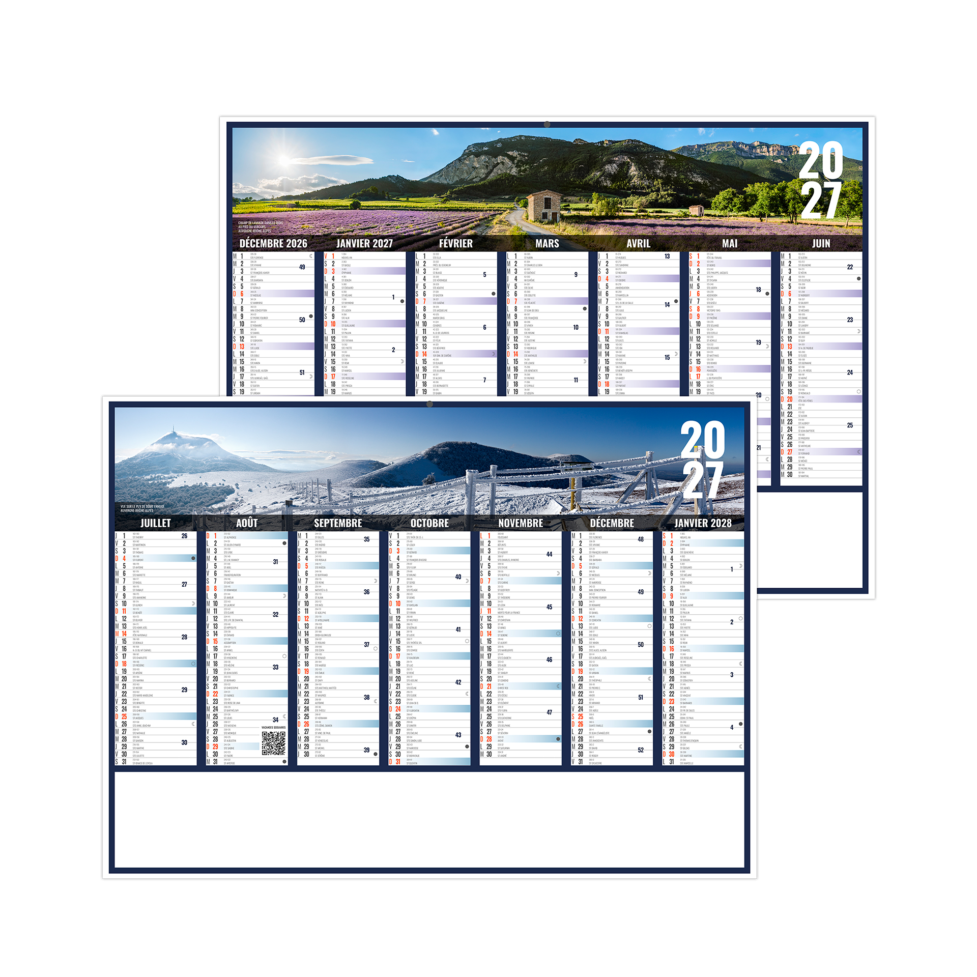 Liberté auvergne-rhône-alpes 2027 – Calendrier avec logo - vue 1