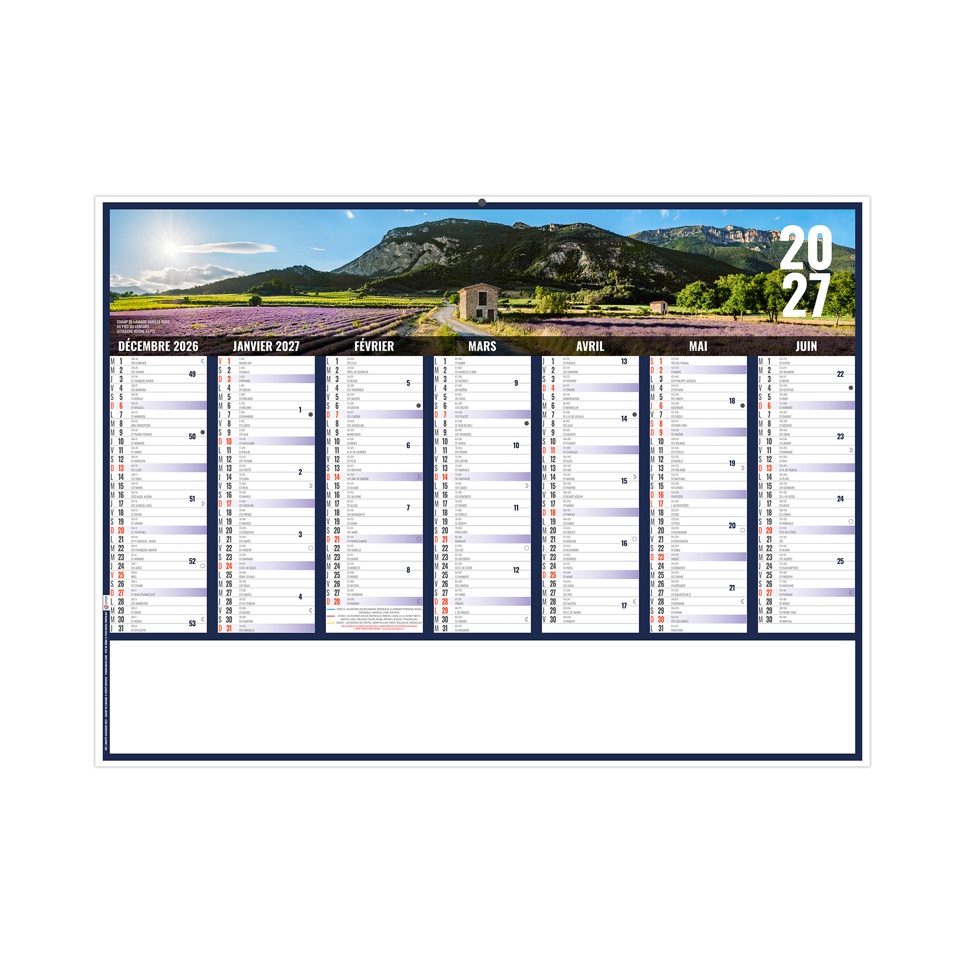 Liberté auvergne-rhône-alpes 2027 – Calendrier avec logo - vue 2