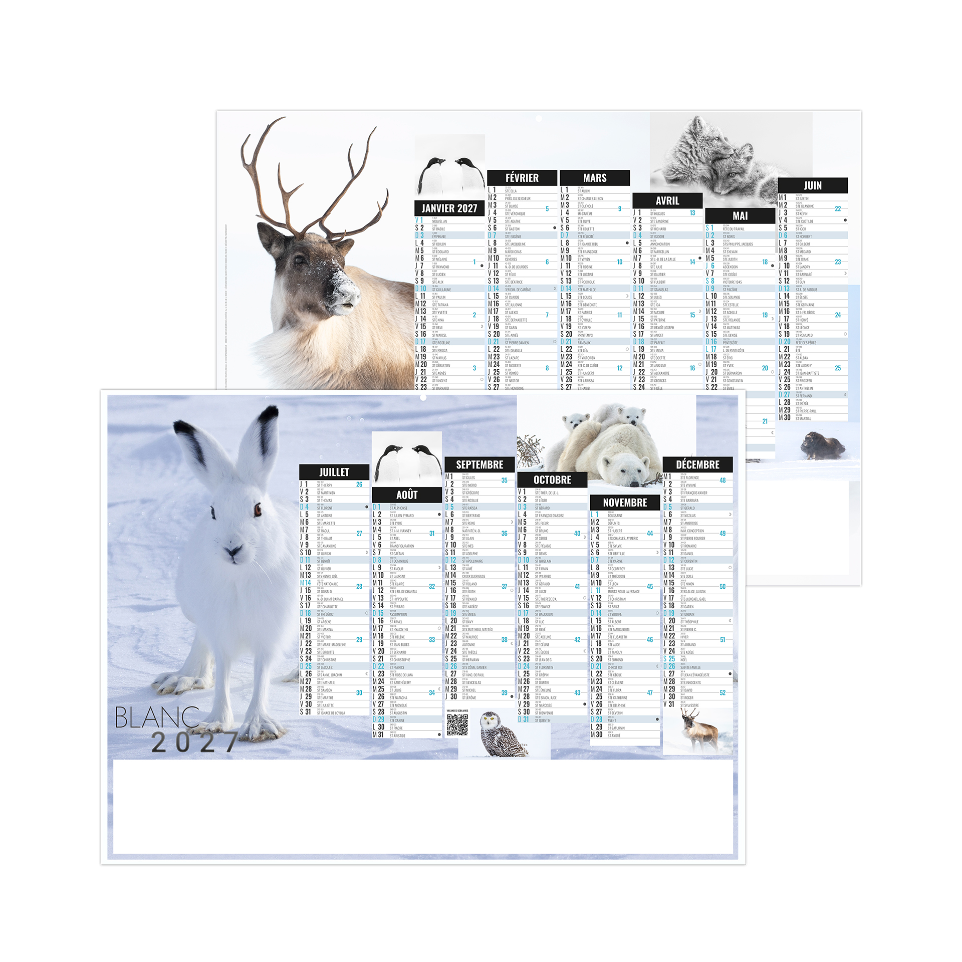 Blanc 2027 – Calendrier avec logo - vue 1
