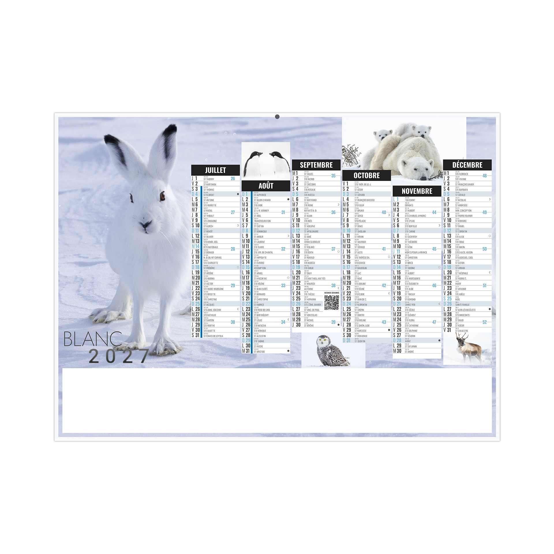 Blanc 2027 – Calendrier avec logo - vue 3