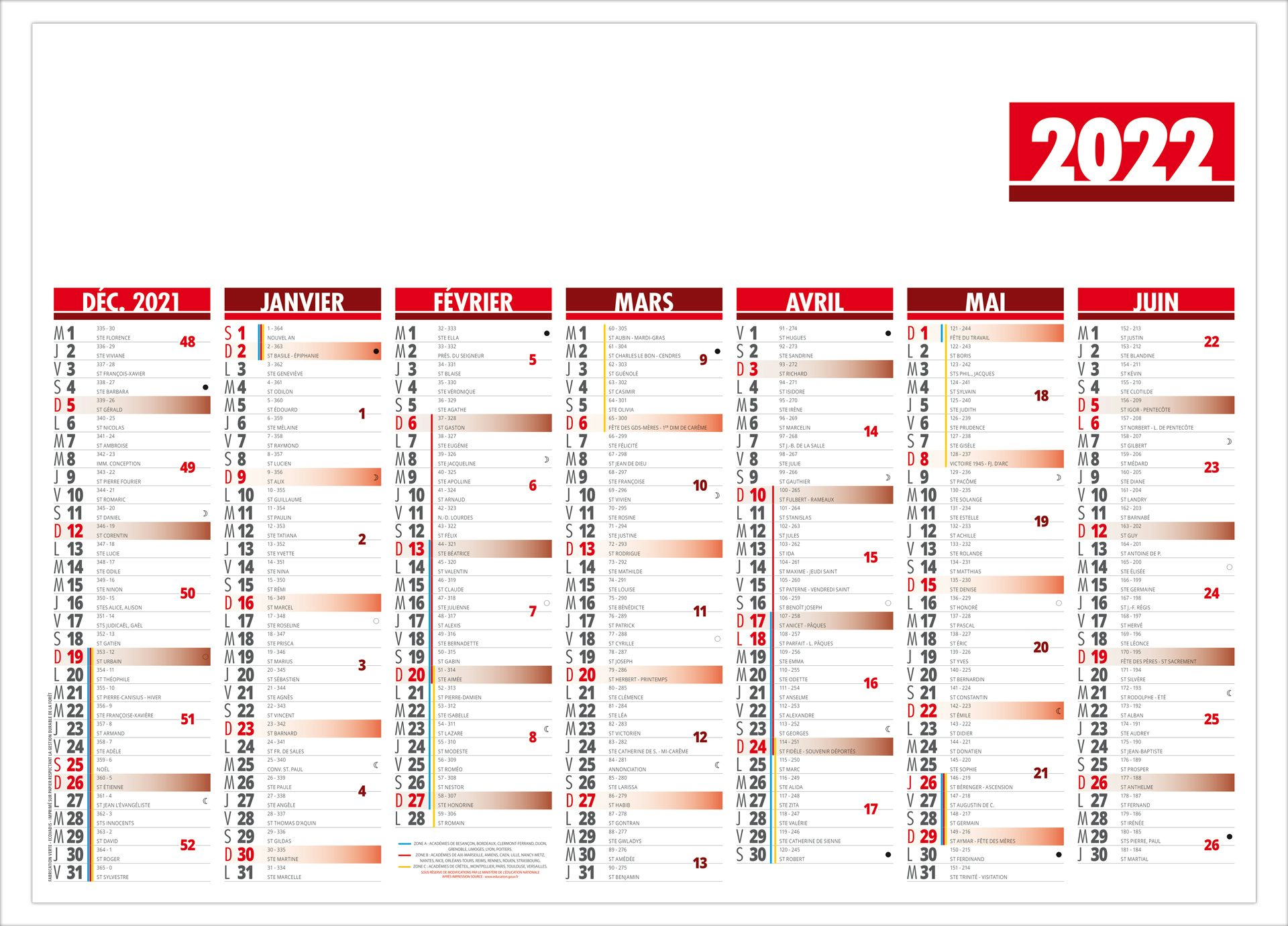 Calendrier personnalise florentin rouge 430x335