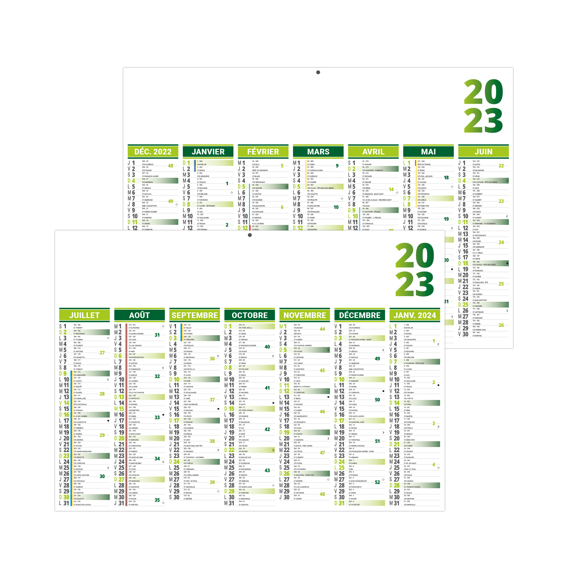 CALENDRIER BANCAIRE FLORENTIN VERT 2023