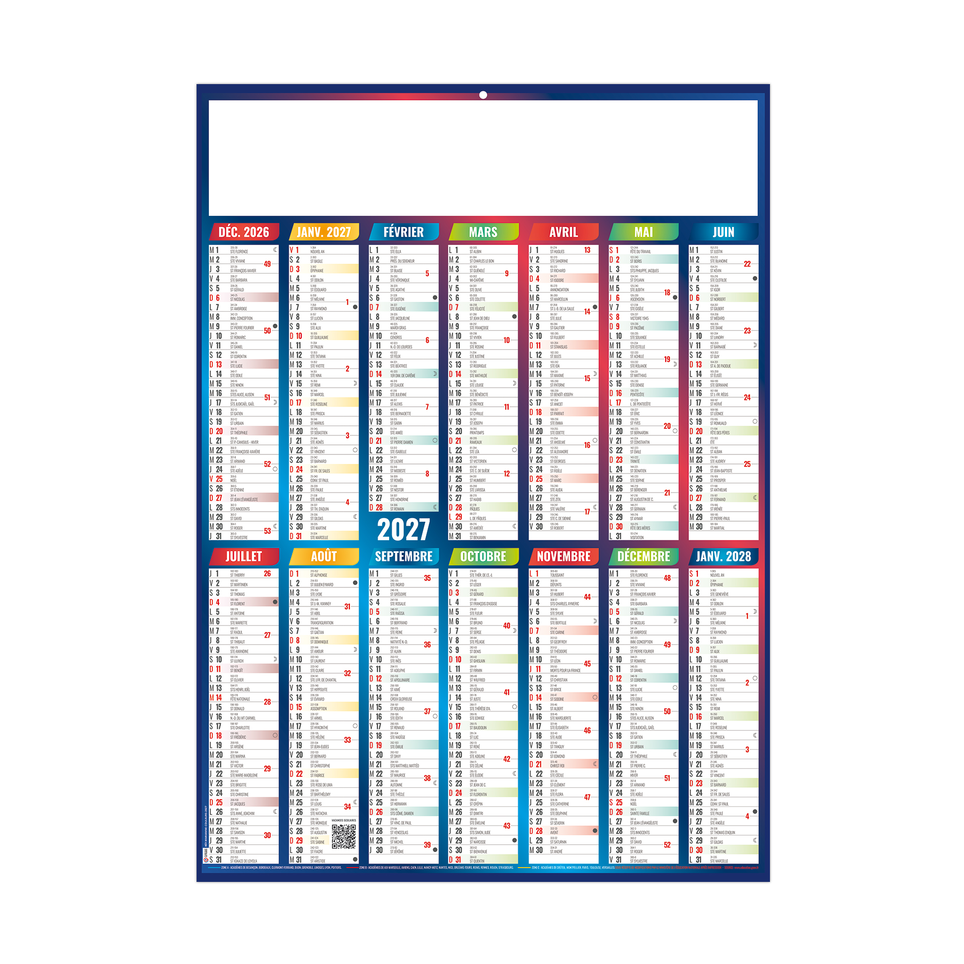 Marianne couleurs 2027 – Calendrier avec logo - vue 1