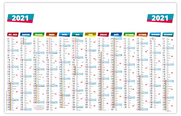 Calendrier Bancaire Publicitaire 2021 Basique calendrier cartonne 2021