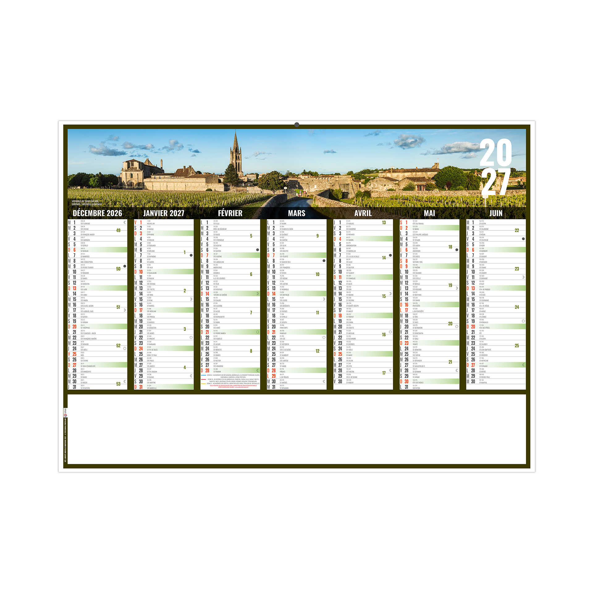 Liberté Nouvelle Aquitaine 2027 — calendrier 2027 personnalisé Grenoble
