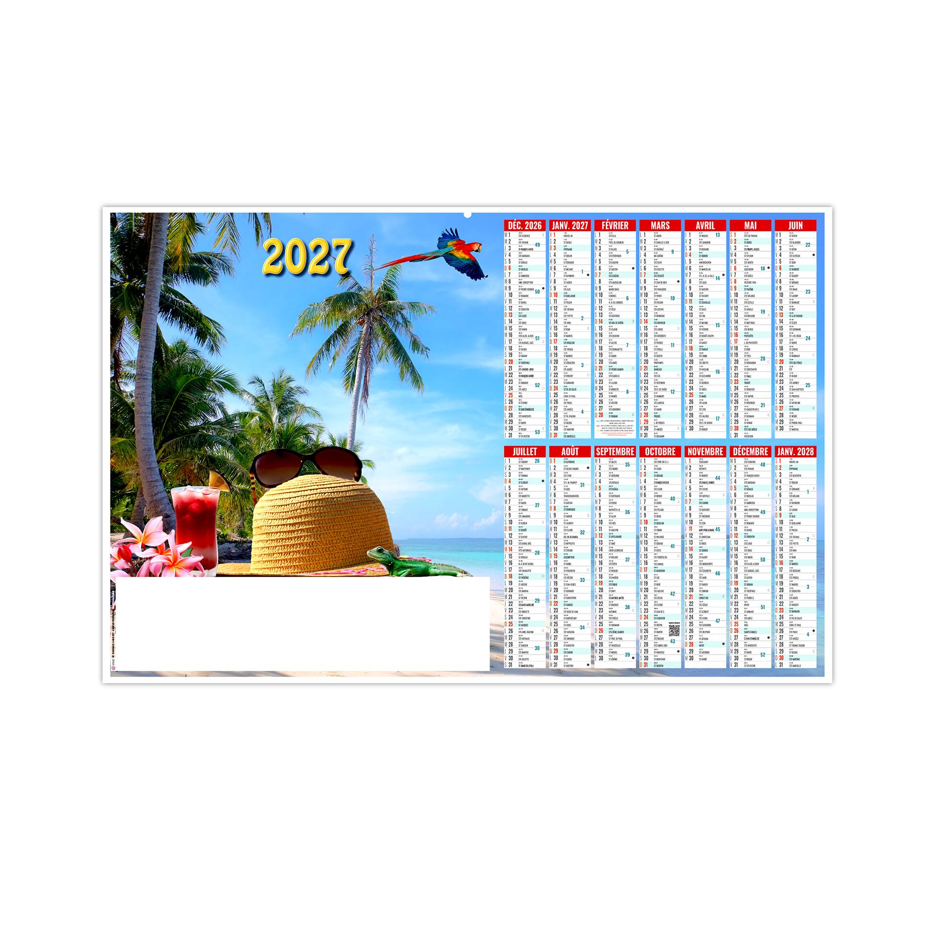 Paradisiaque 2027 – Calendrier avec logo - vue 1