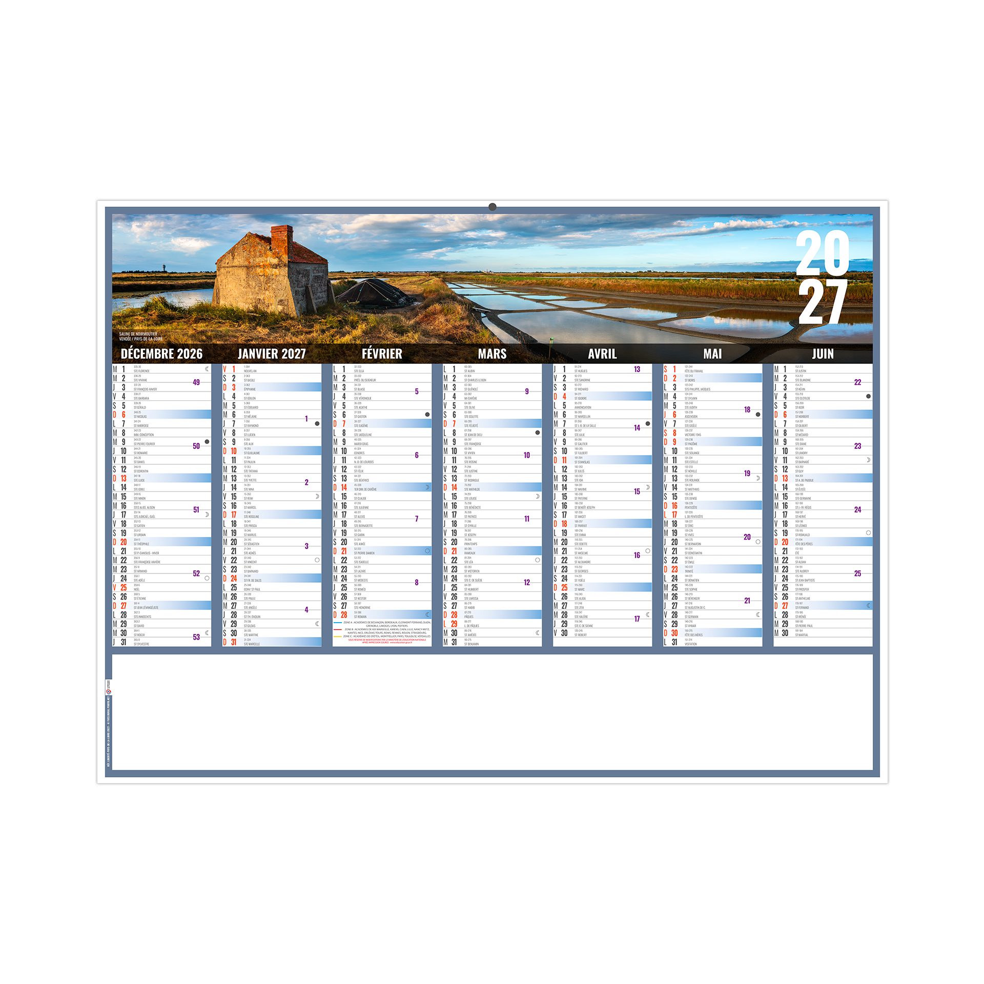 Liberté pays-de-loire 2027 – Calendrier avec logo - vue 2