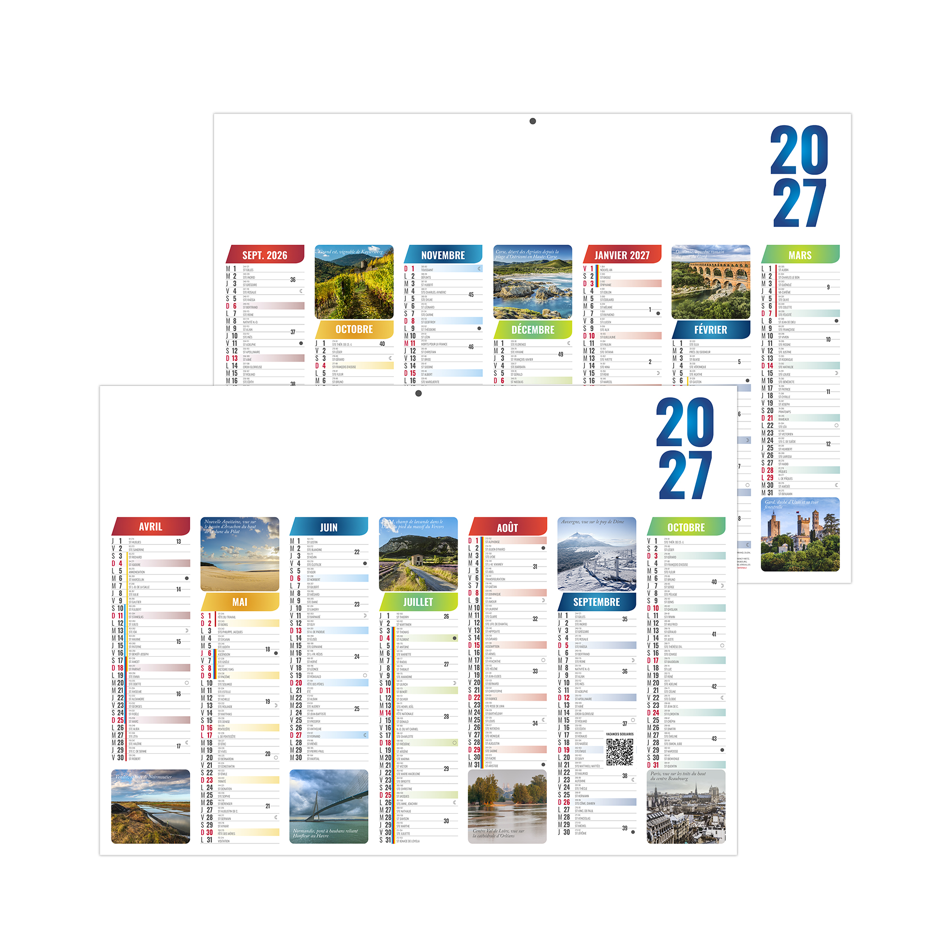 Scolaire émilien 2027 – Calendrier avec logo - vue 1