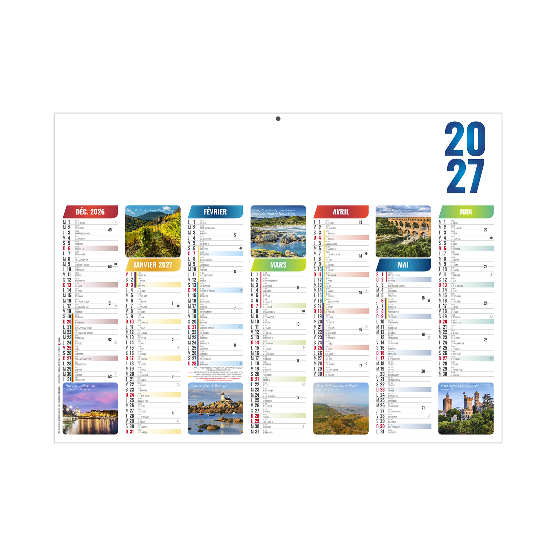 Scolaire émilien 2027 – Calendrier avec logo - vue 2