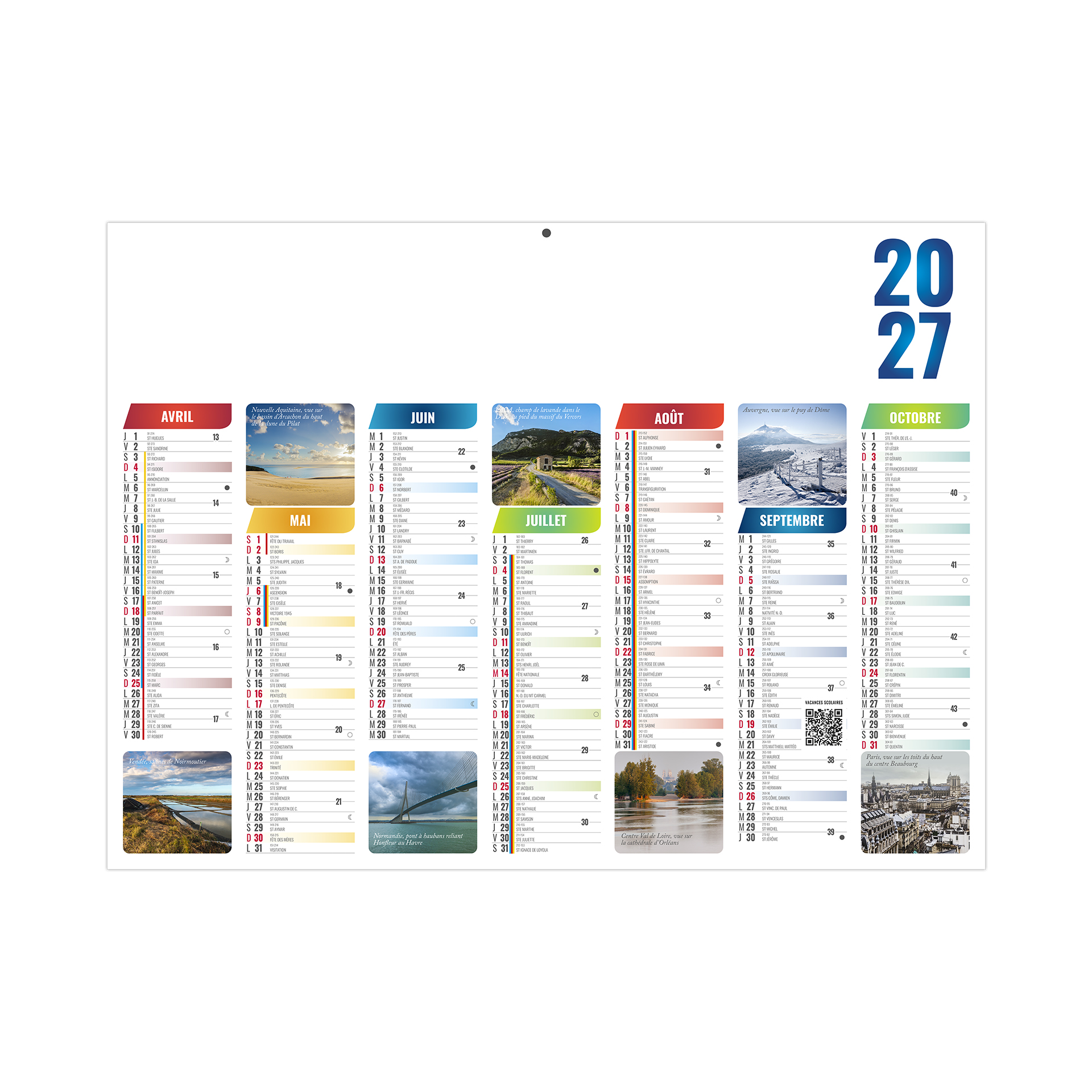 Scolaire émilien 2027 – Calendrier avec logo - vue 3
