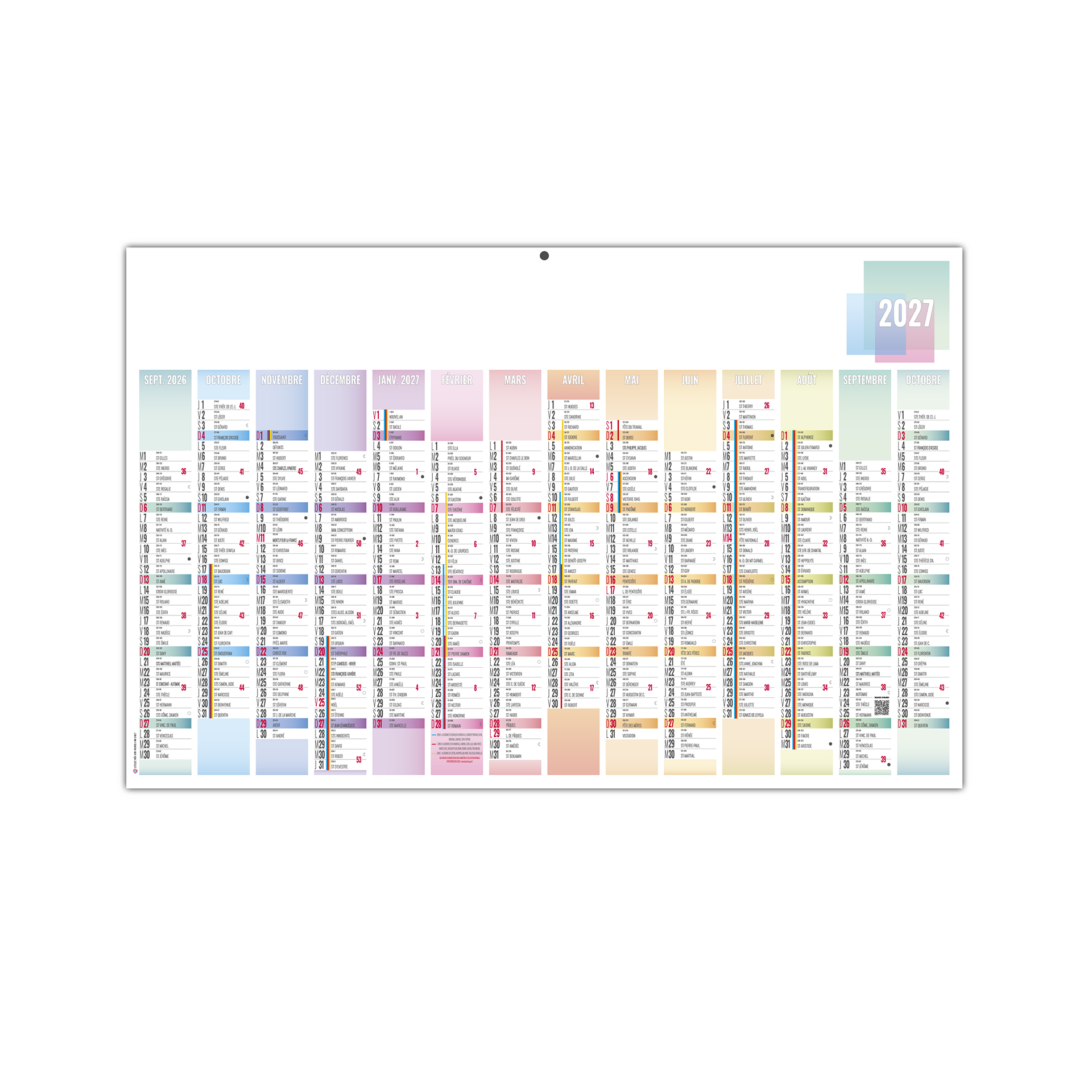 Scolaire pastel maxi 2027 – Article de coloriage personnalisé - vue 1
