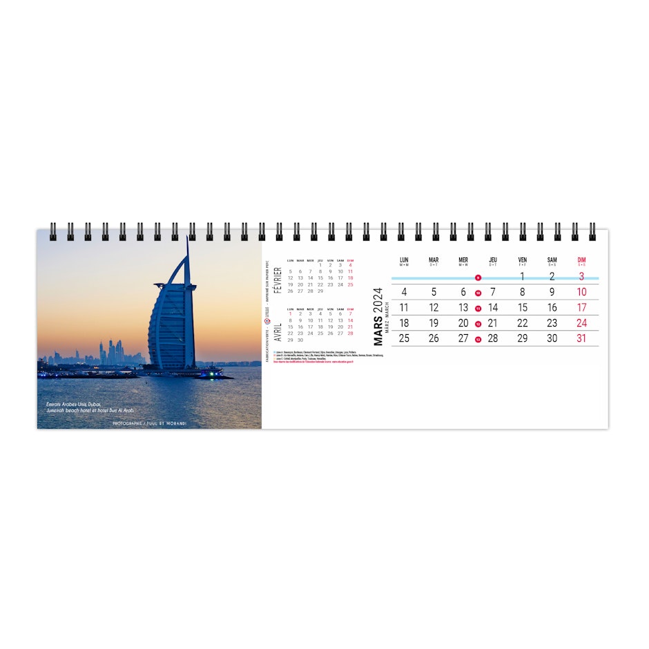 Calendrier 2024, calendrier de bureau avec chevalet en bois format A6 A5  A4. Bureau avec une image Bunnty pour chaque mois à afficher de janvier à  décembre -  France