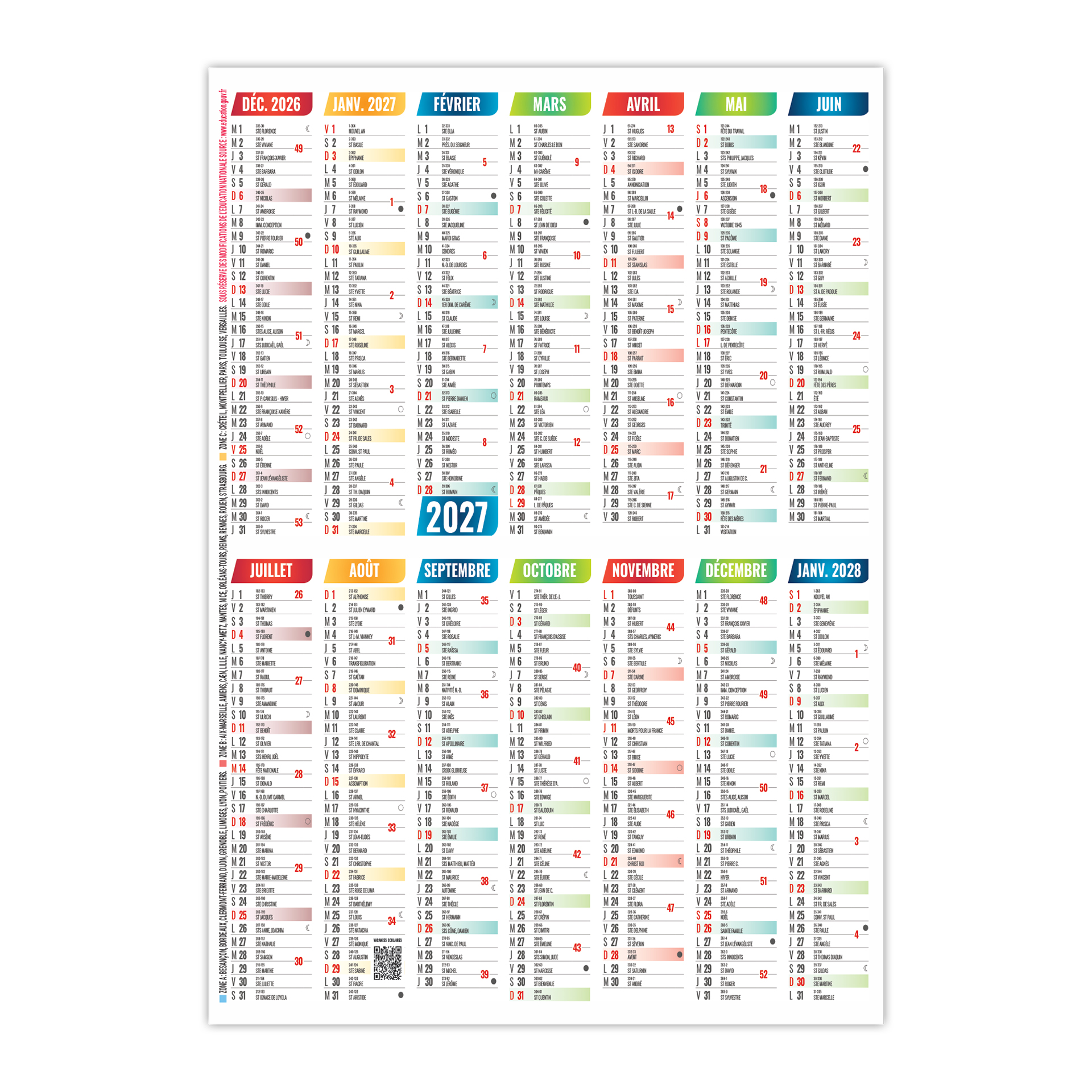 Adam 2027 — calendrier 2027 personnalisé Aurillac