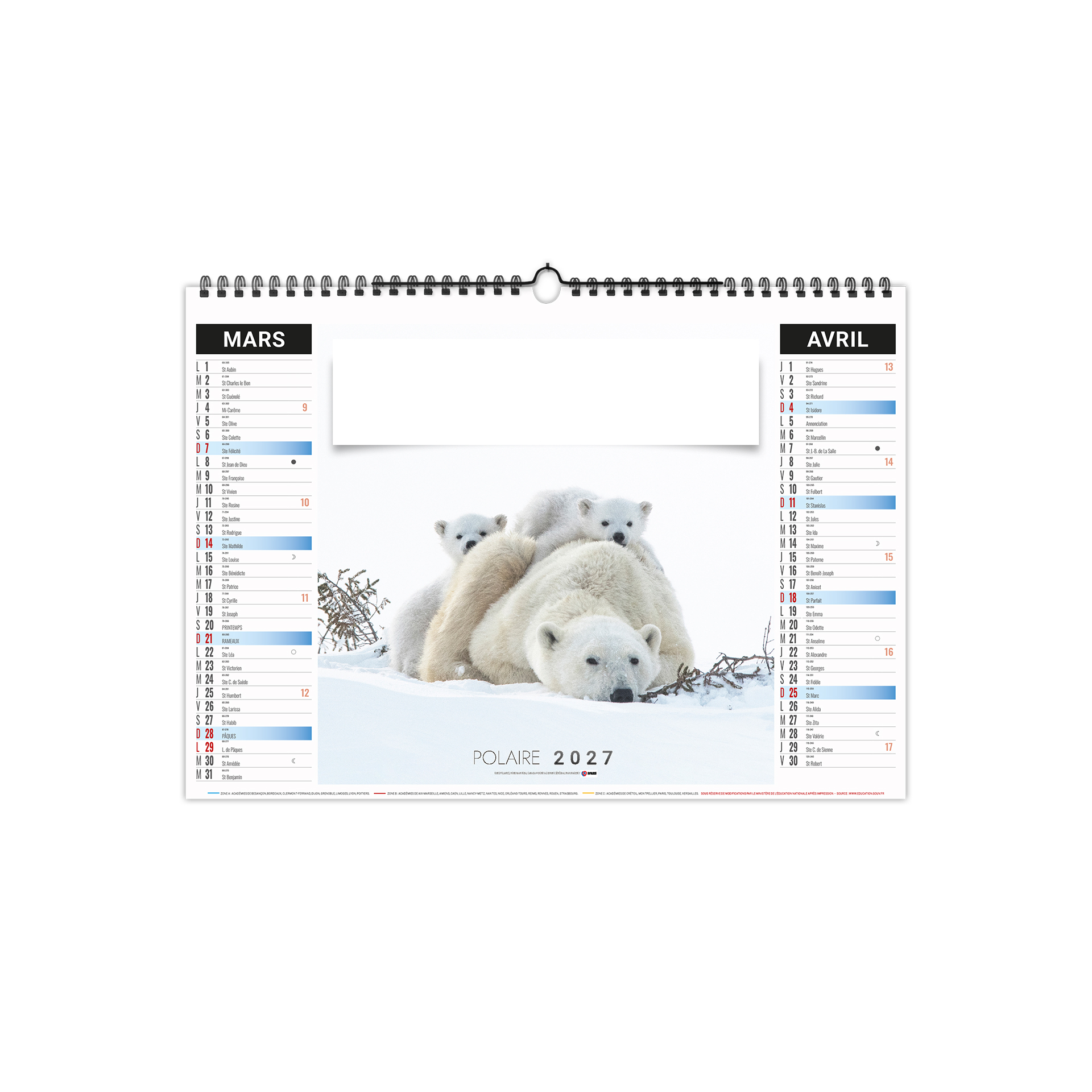 Neige 2027 – Calendrier avec logo - vue 3