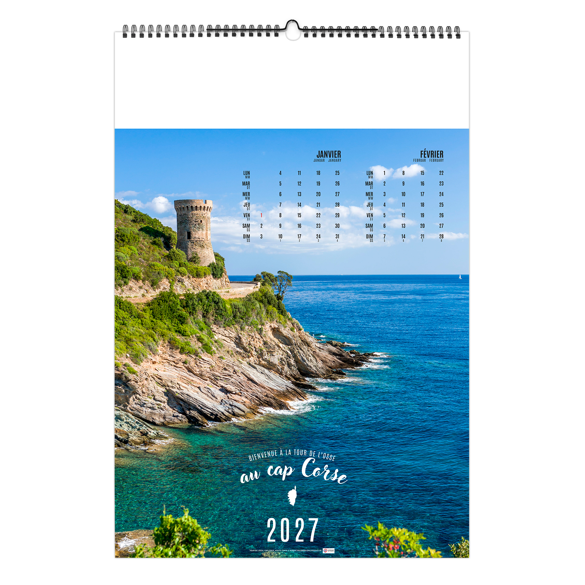 Bienvenue en corse 2027 – Calendrier avec logo - vue 3