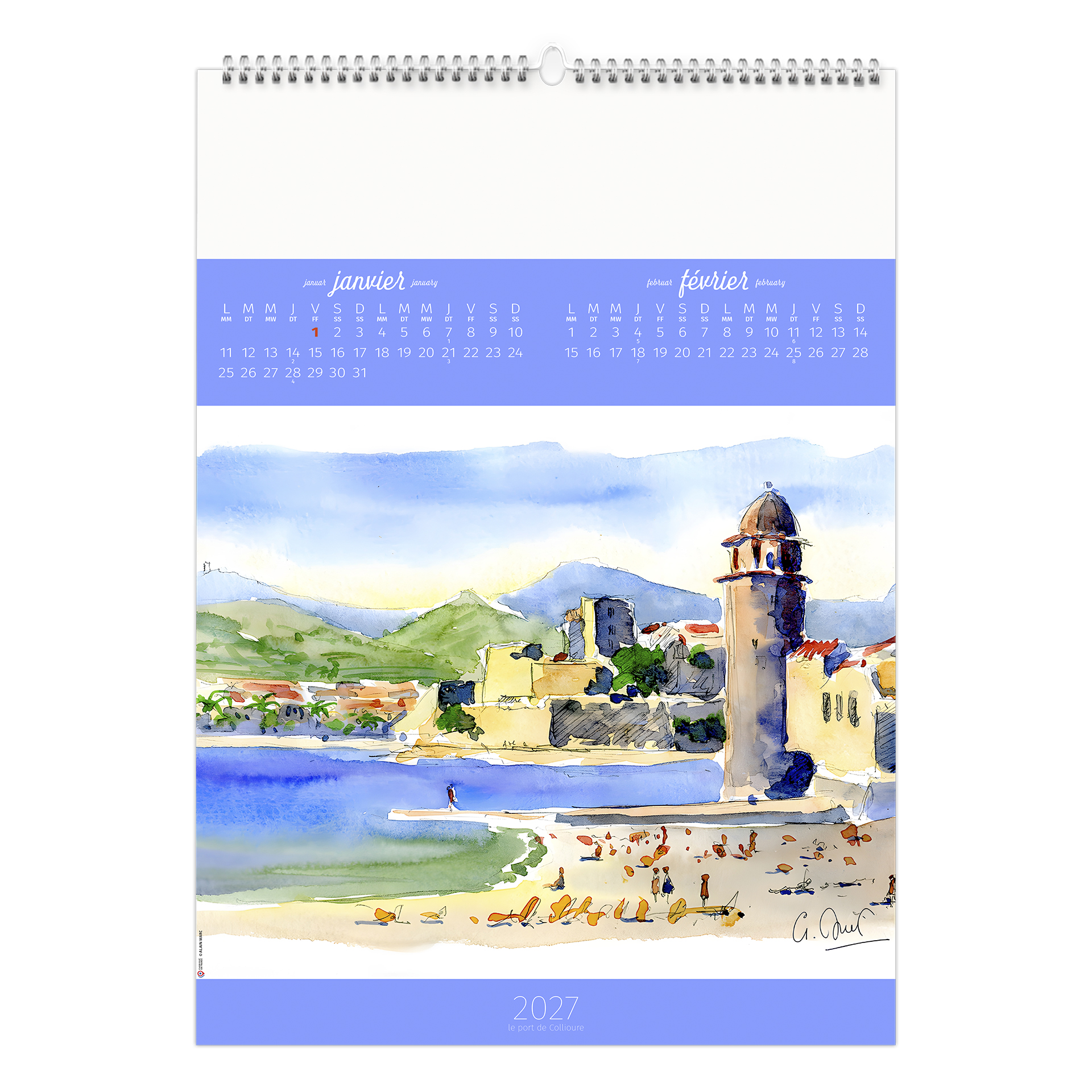 Aquarelles 2027 – Calendrier avec logo - vue 3