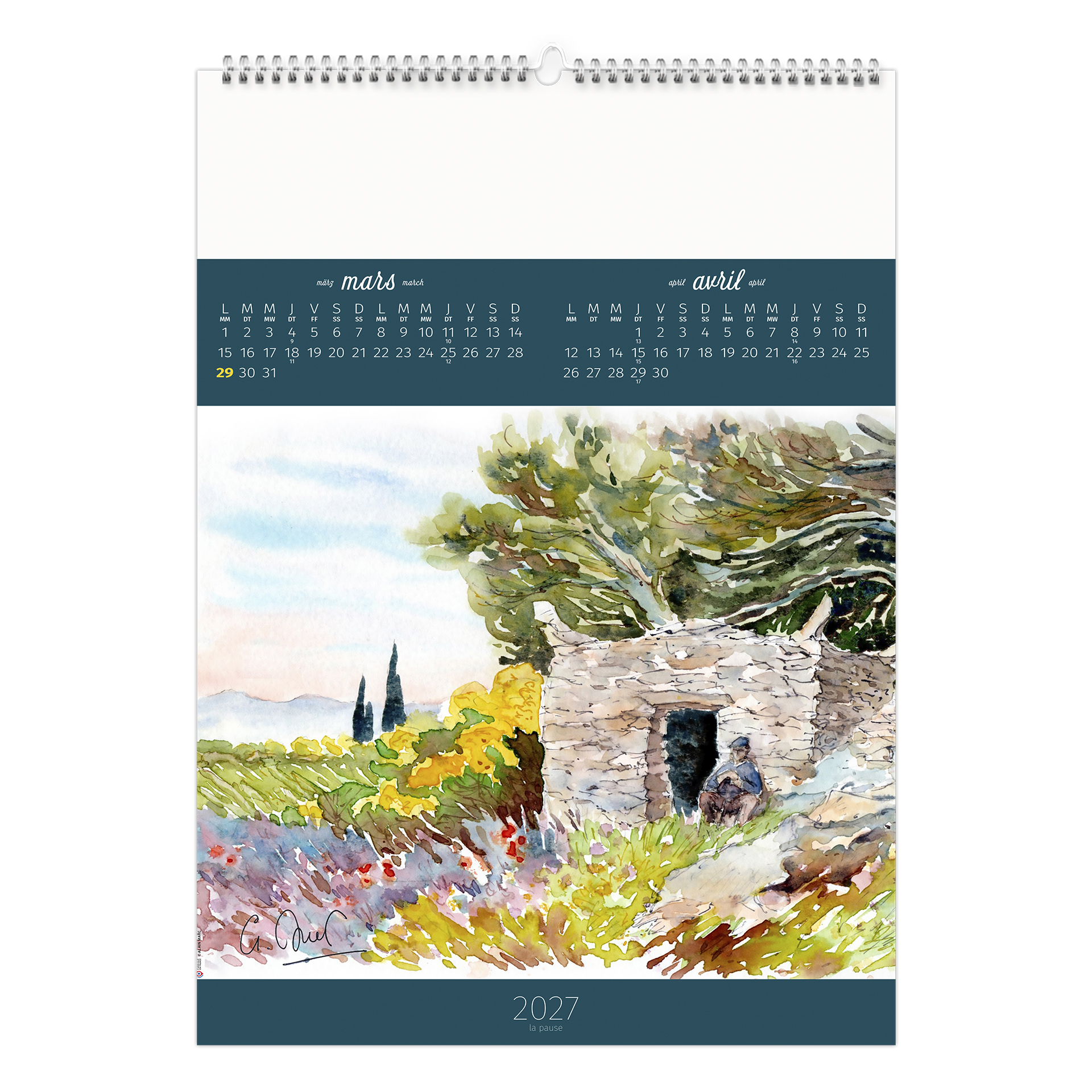 Aquarelles 2027 – Calendrier avec logo - vue 4