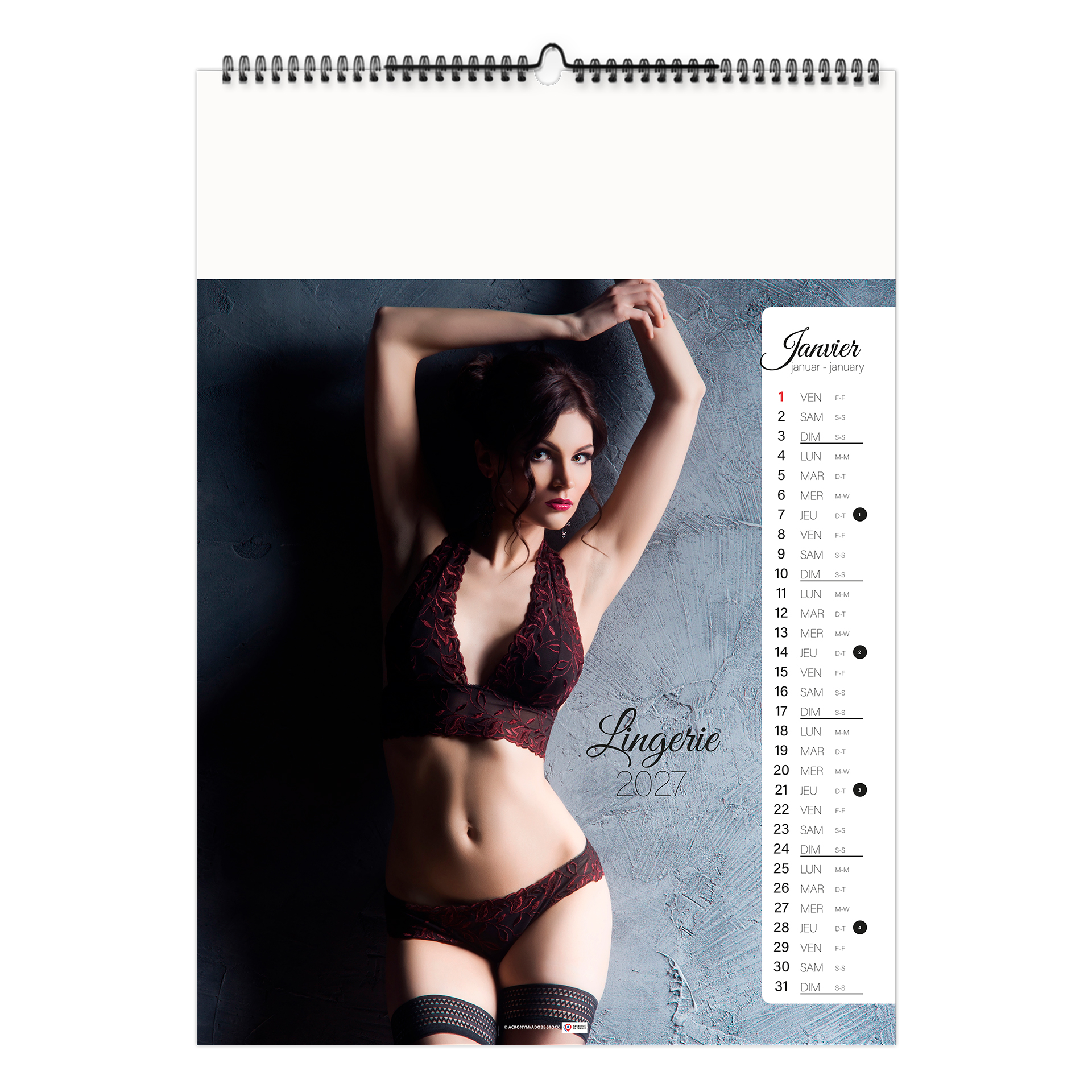 Lingerie 2027 – Calendrier avec logo - vue 3