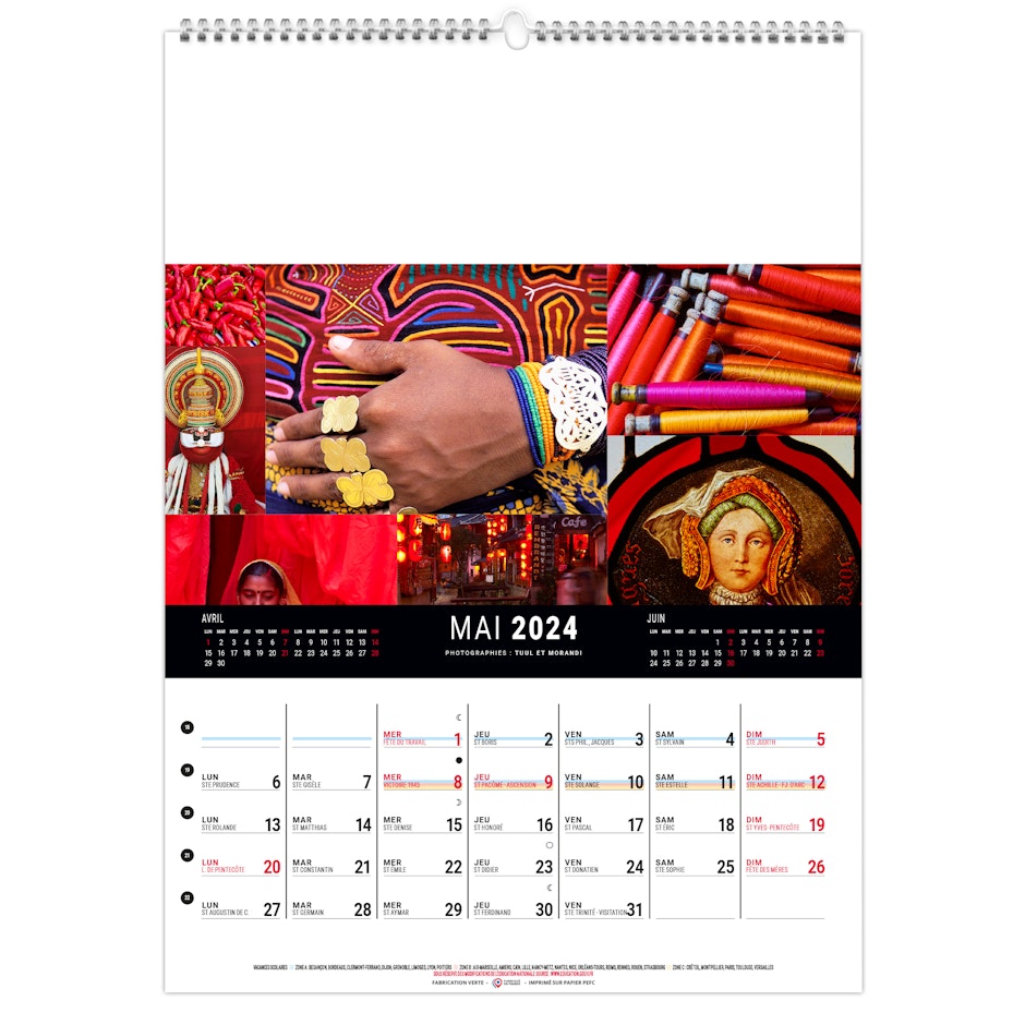 Calendrier 2024  MURAL COULEURS VOYAGE