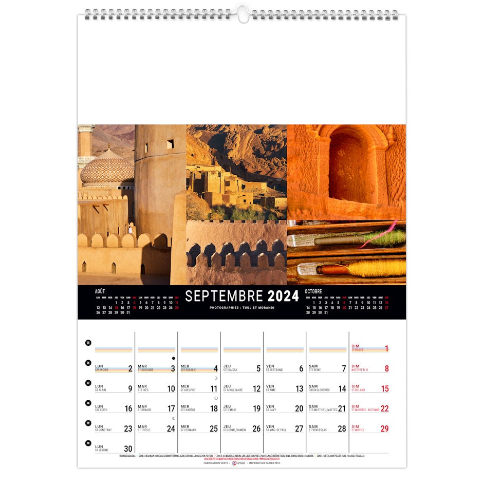Calendrier 2024  MURAL COULEURS VOYAGE