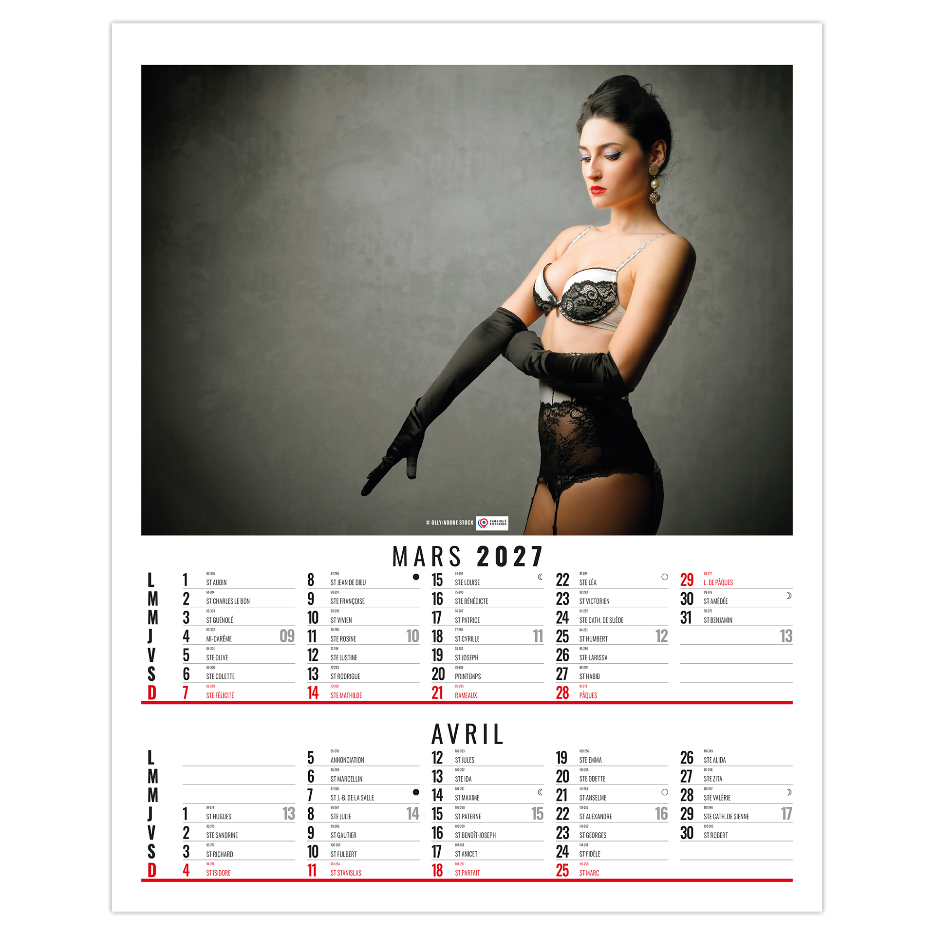 Ophélie 2027 – Calendrier avec logo - vue 3