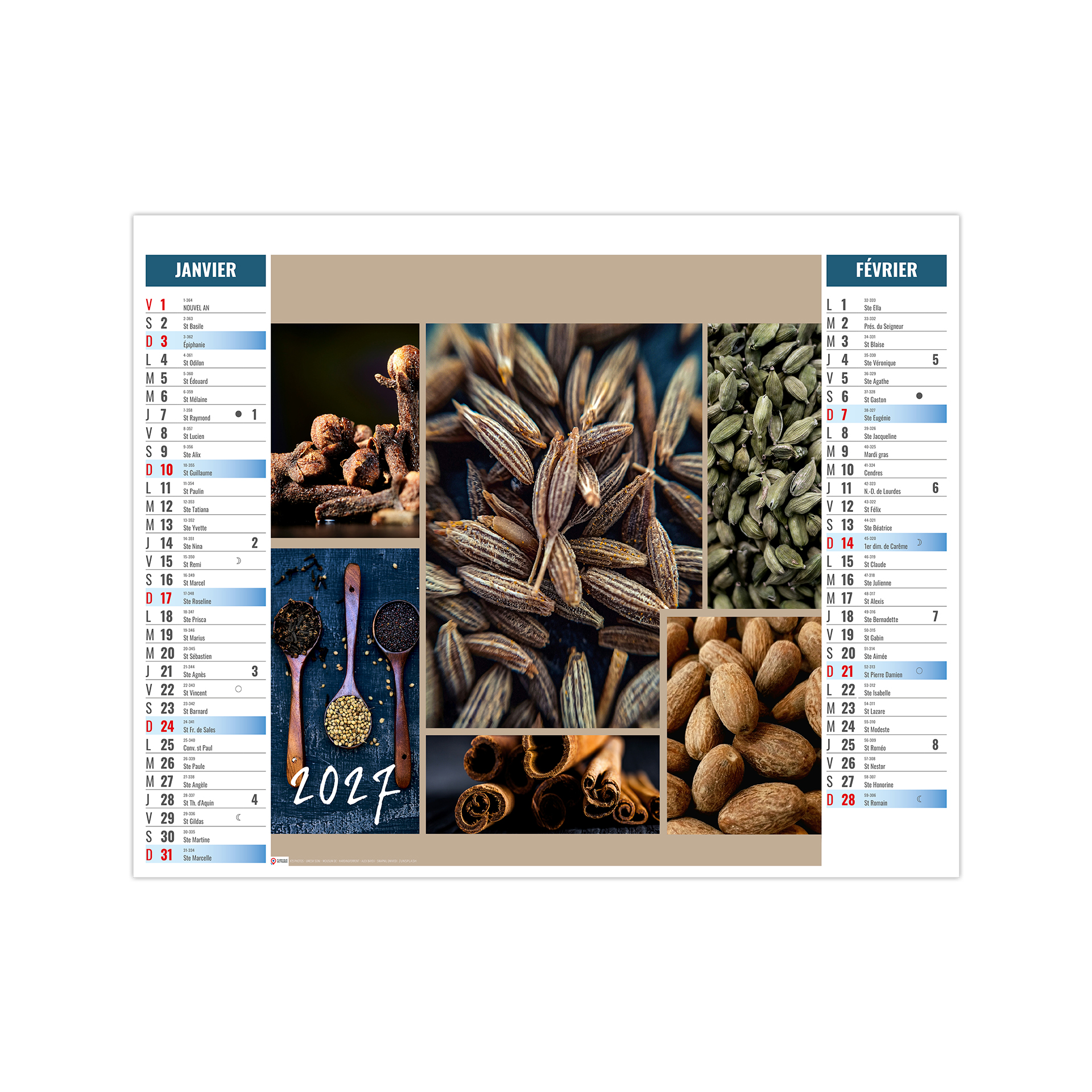 Bouquet 2027 — calendrier 2027 personnalisé Dole