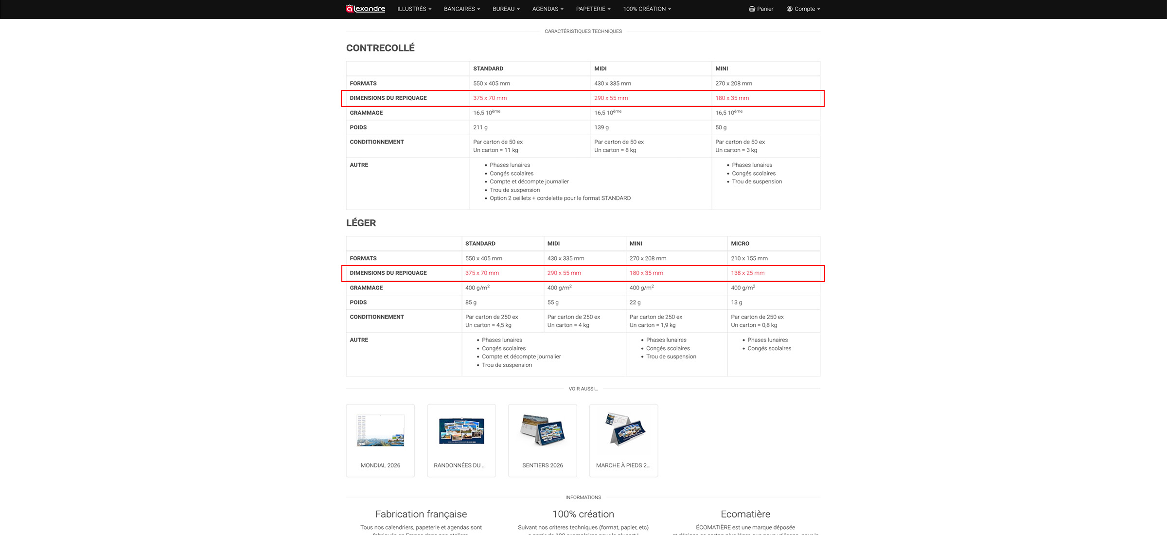 repiquage calendrier personnalisé
