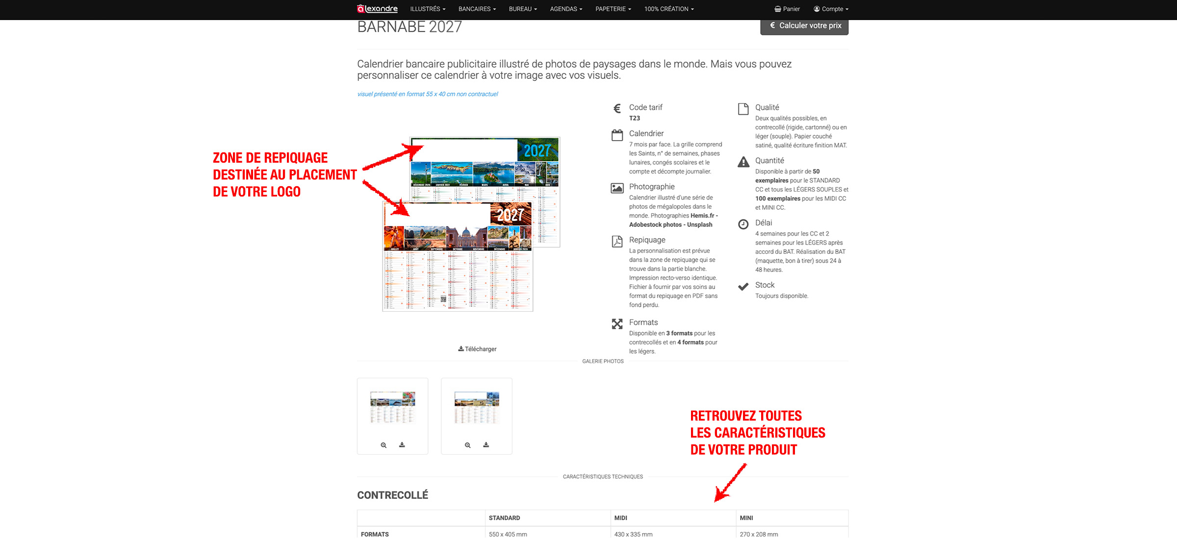 repiquage calendrier personnalisé