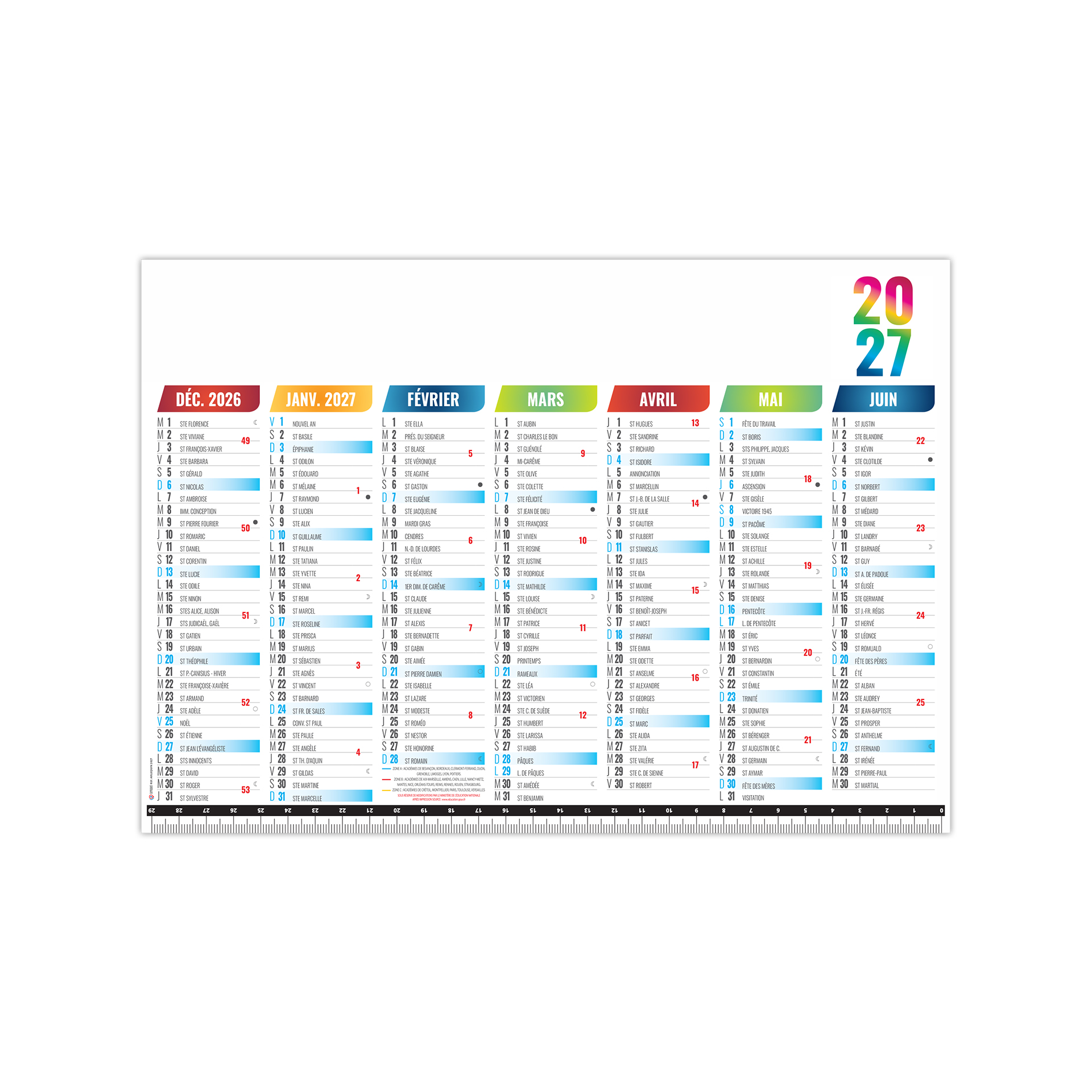 Sous-main Plastifié Mesure 2027 — calendrier 2027 personnalisé Saint-Étienne