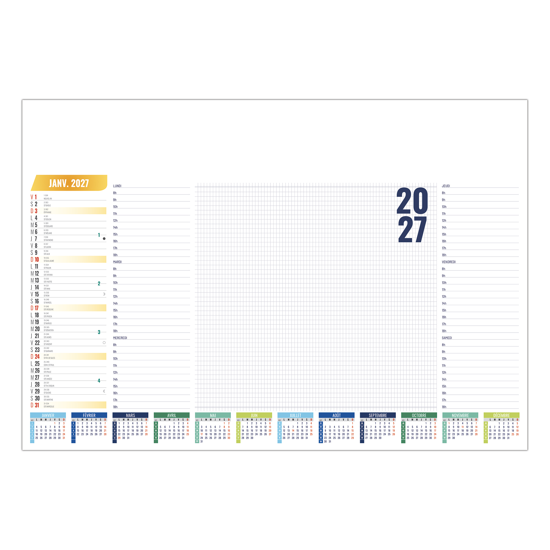 SM écolier variable 2027 – Calendrier avec logo