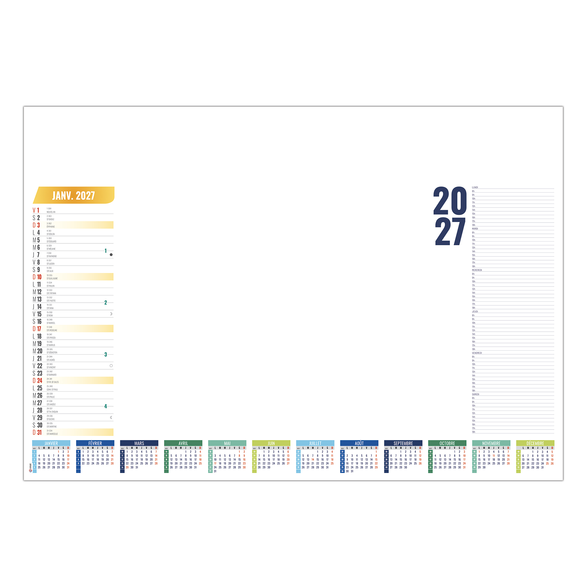 SM steno variable 2027 – Calendrier avec logo